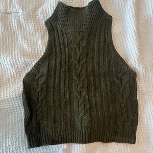 Papaya Olive Green Knit Sweater Vest